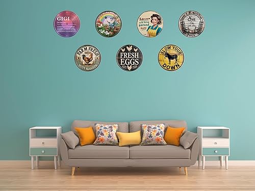 Miniatura 7 de Letrero de metal retro para pared, 8 x 8 pulgadas, con texto en inglés "Now Being Served Daily Funny Vintage", póster para cafetería, bar,