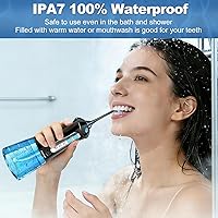 Vista 7 de Flosser dental de agua para dientes: limpieza y hilo dental con 3 modos de 30 a 100 psi, Ipx7 impermeable portátil recargable irrigador oral