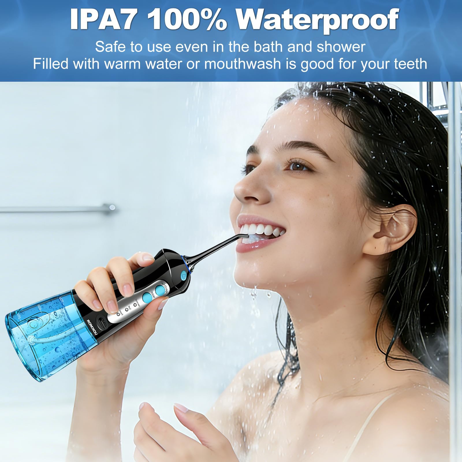 Water Dental Flosser Pick for Teeth: Cleaning and Flossing with 3 Mode from 30-100 Psi, Ipx7 Waterproof Portable Rechargeable Cordless Oral Irrigator for Adults Braces and Dental Care Home Travel