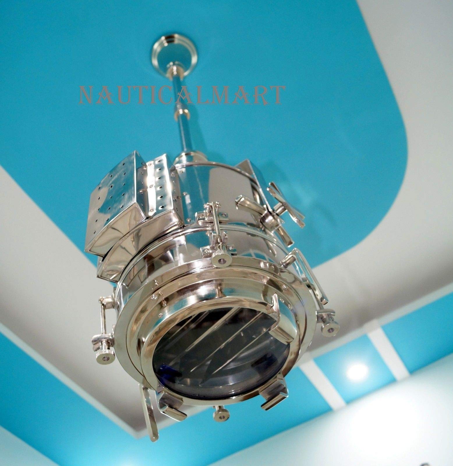 NauticalMartVintage Metal Spot Nautical Industrial Searchlight Ceiling Pendant Light