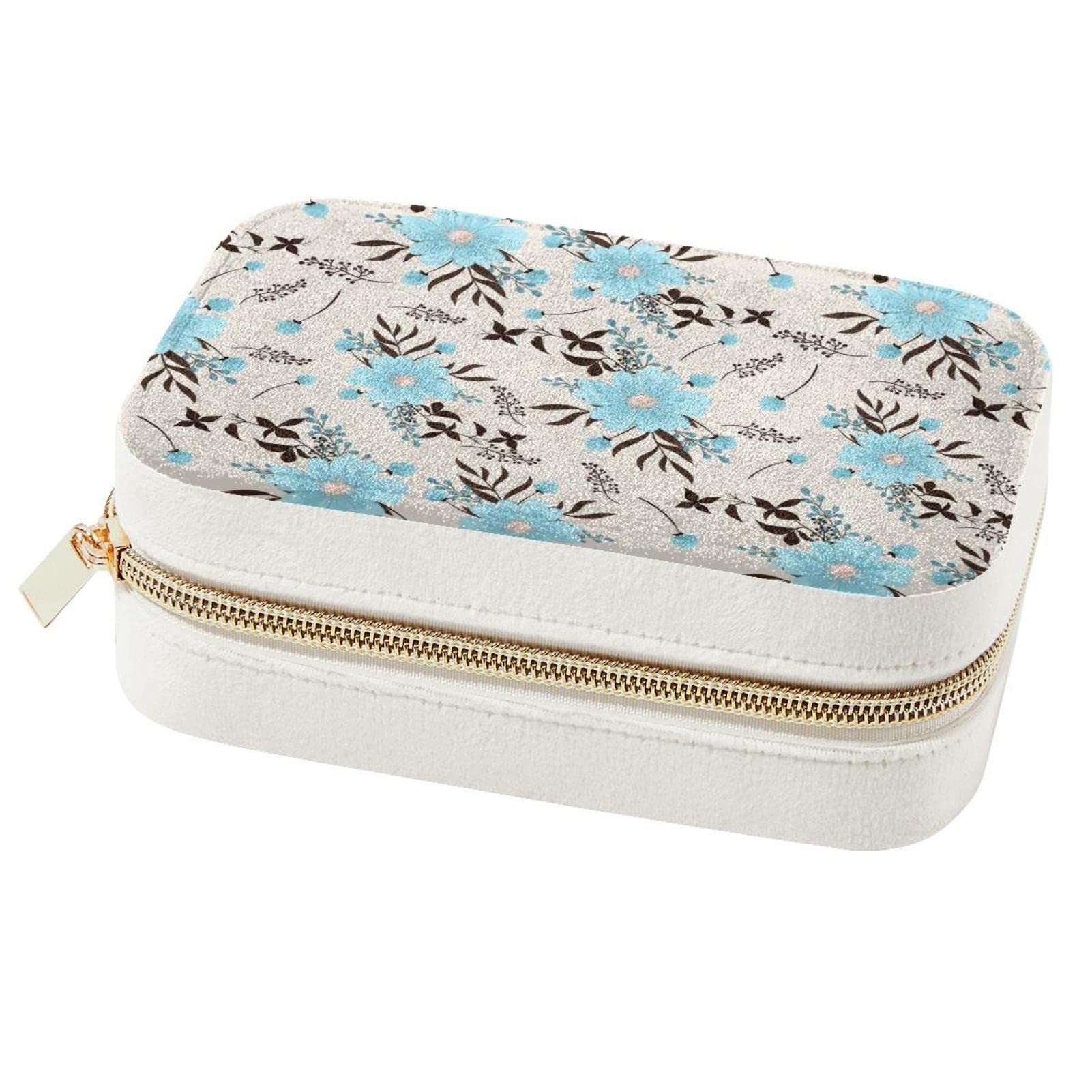 Boîte à bijoux rétro en fleurs : organiseur de voyage compact pour bagues et colliers