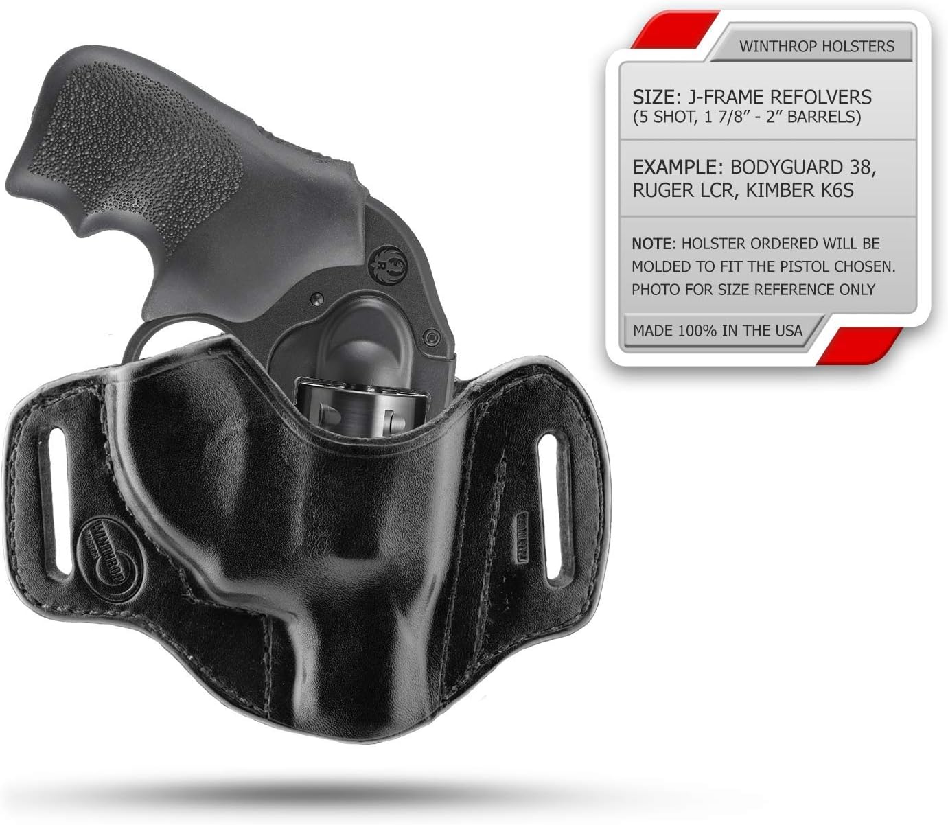 Winthrop Holsters OWB Pancake Black Leather Holster