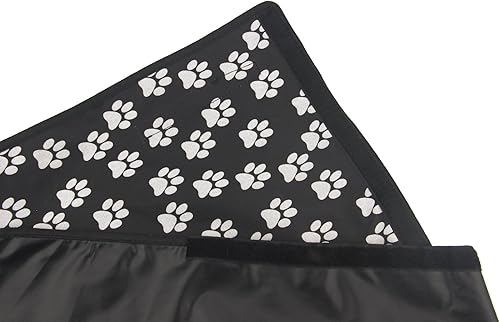 Miniatura 7 de Oxford Pet Car SUV Van Volver Tronco Cargo cama funda impermeable para maletero para perros gatos L Negro Negro, Estampado de huellas, Pewter