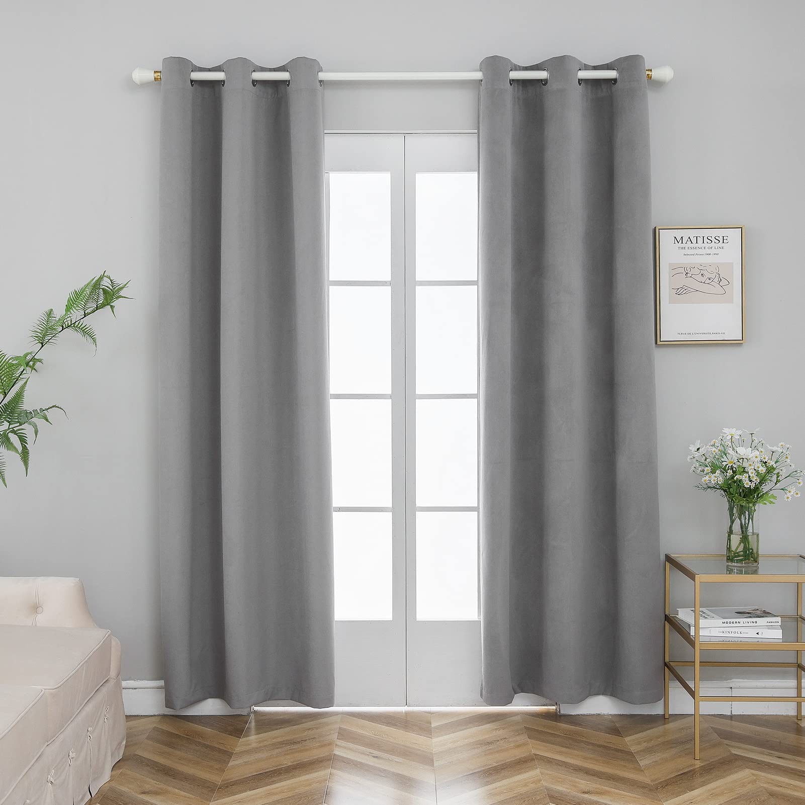 Pleasant Boulevard | 100% Blackout Curtains [2 Panels] Elegant Thermal Insulated Drapes for Bedroom, Living Room, Large Window | Grommet Style (42 x 63in, Grey)