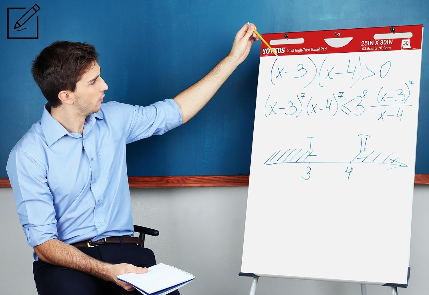 25" x 30" Flip Chart Paper, Sticky Easel Pad with Carrying Handle, Easel Paper with Self-Adhesive, Large Sticky Chart Paper 30 Sheets/Pad (2 Pad)