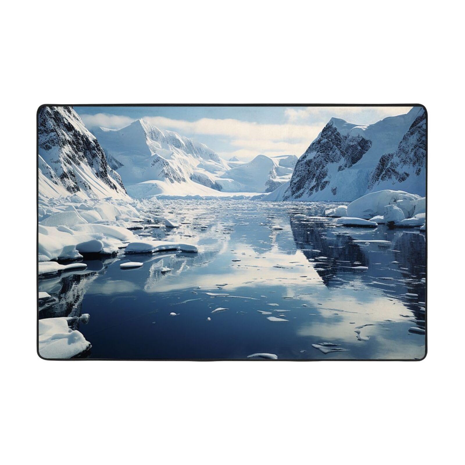 Tapis vintage motif antarctique lavable et antidérapant pour le salon