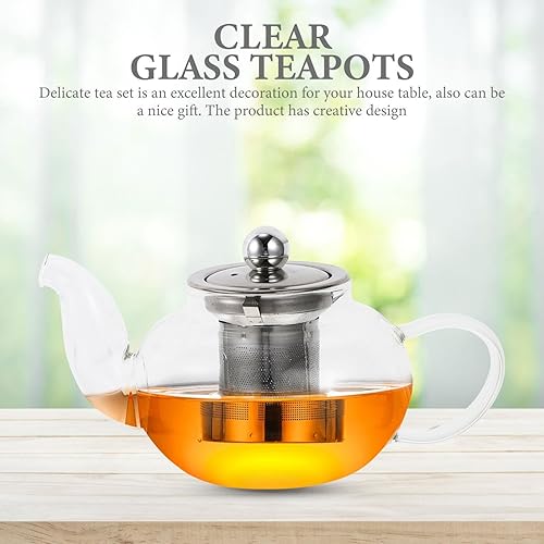 Miniatura 7 de Tetera de filtro Tetera de vidrio para el hogar Tetera de vidrio transparente Tetera de vidrio Hervidor de té conveniente Infusor Hervidor de té