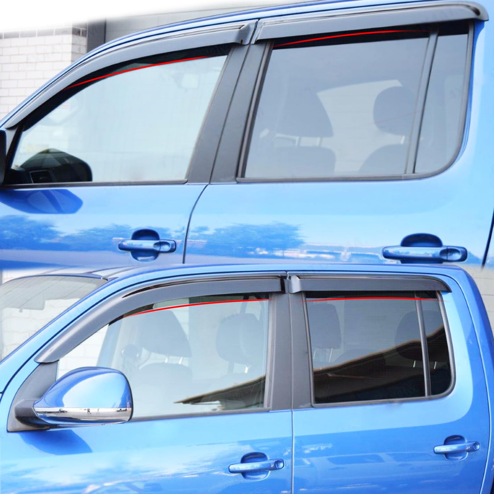 Windabweiser für Volkswagen VW Amarok 2023-2026 Doppelkabine V6 Aventura Trendline Startline Highline Tinted Kleben Regenabweiser (Amarok 2023-2026)