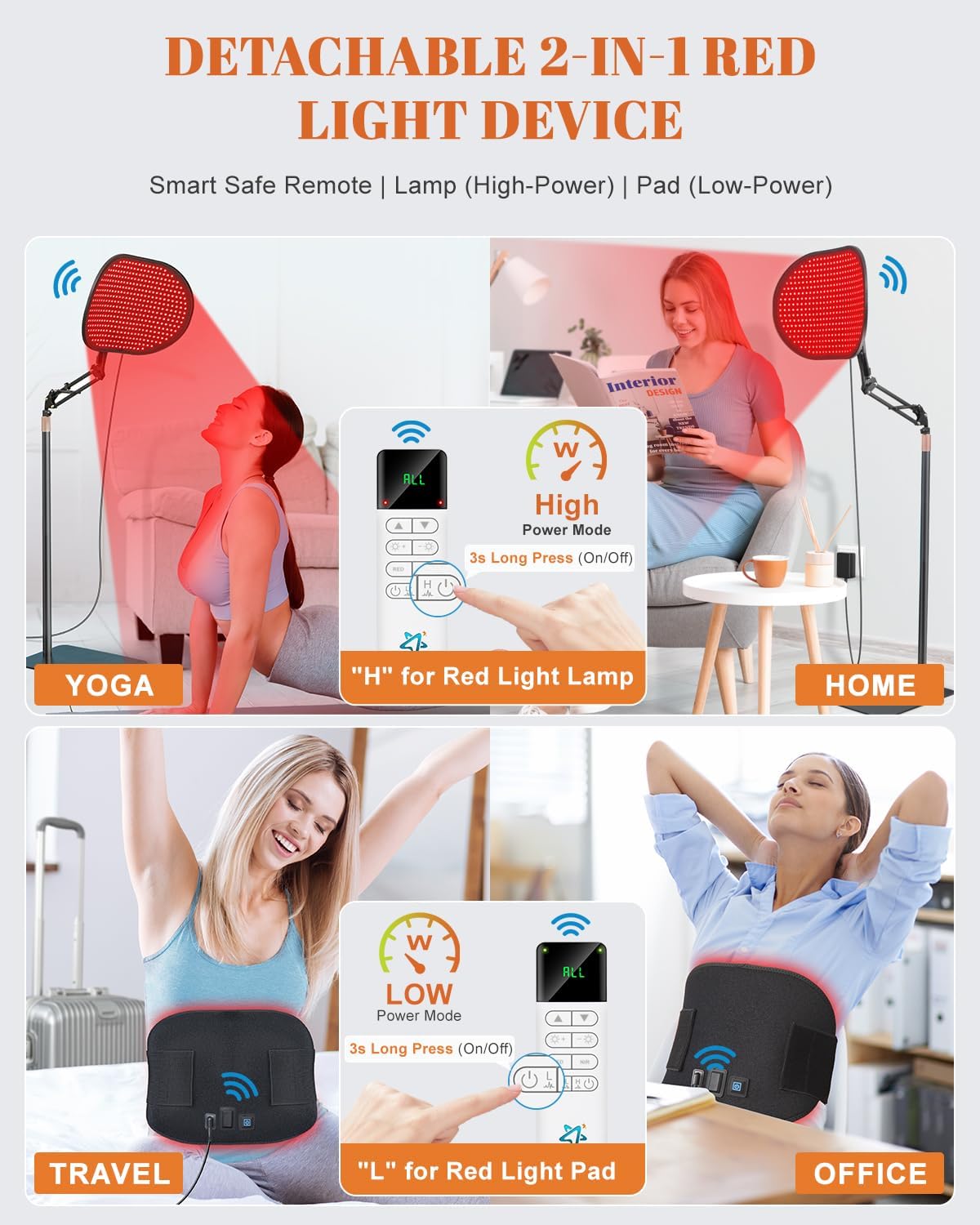 Red Light Therapy for Face Body, 50W 2-in-1 Infrared 432 LEDs Light Therapy with 660nm & 850nm Near Redlight Device Large Panel with Wireless Remote Stand Timer - Image 7