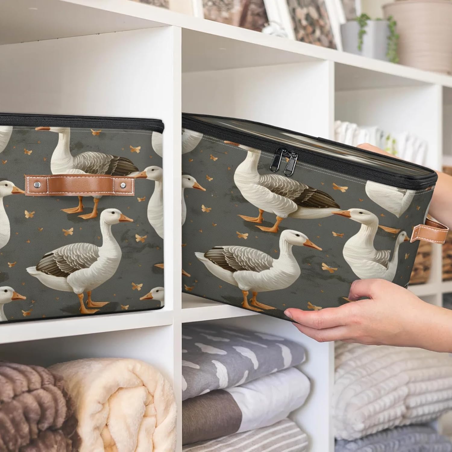 2-Pack Storage bins with lids - 26 quart organizer bins - Collapsible fabric storage bins with sturdy handles and double zipper tops - Versatile for home, toys, dorm rooms