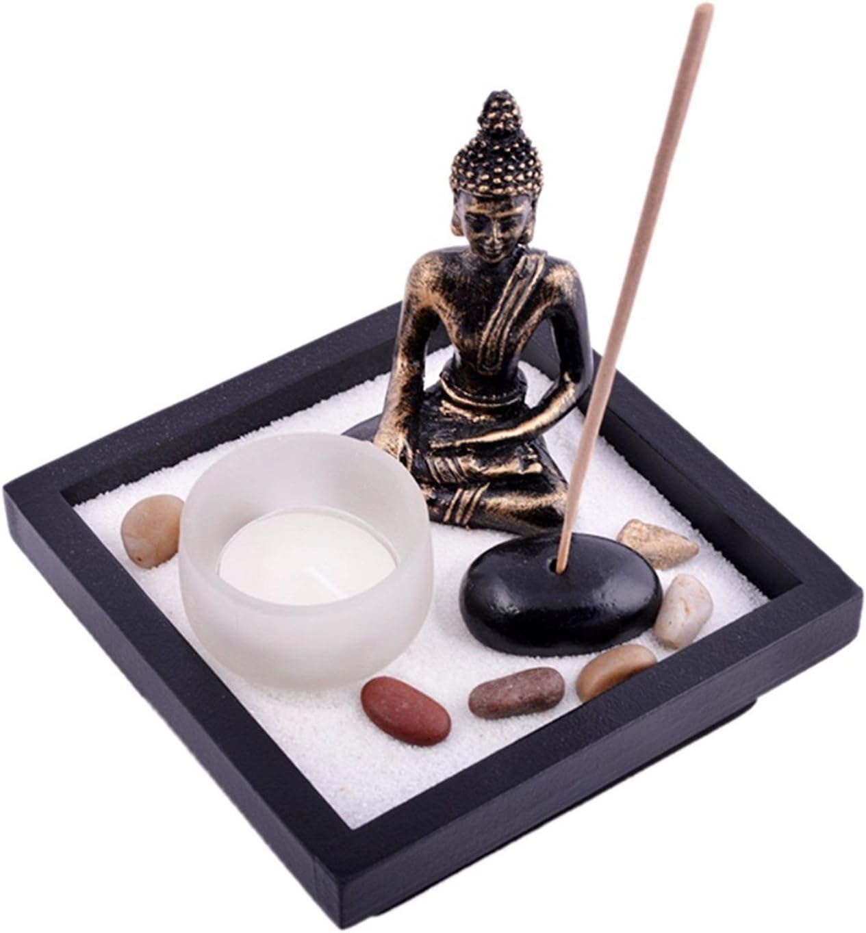 THY COLLECTIBLESAsian Japanese Feng Shui Sand Zen Garden Buddha Tealight & Incense Holder YD50