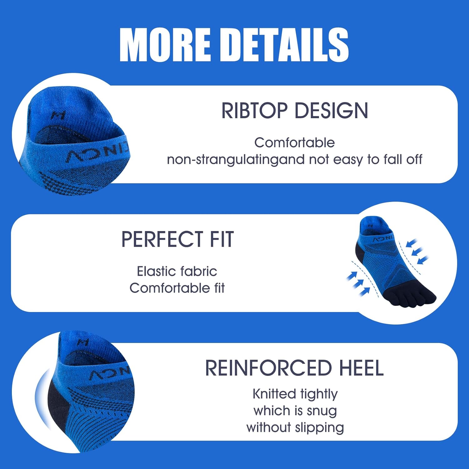 AONIJIE Toe Socks for Men and Women High Performance Athletic Running Five Finger Ankle Socks - Image 4