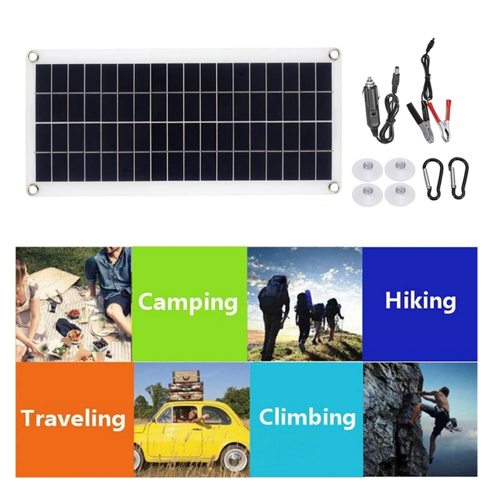 Kit pannello solare 60W completo Dual USB con celle solari controller for caricabatterie for telefono cellulare for yacht for camper e barche for auto Facile Installazione(Solar Panel Kit)