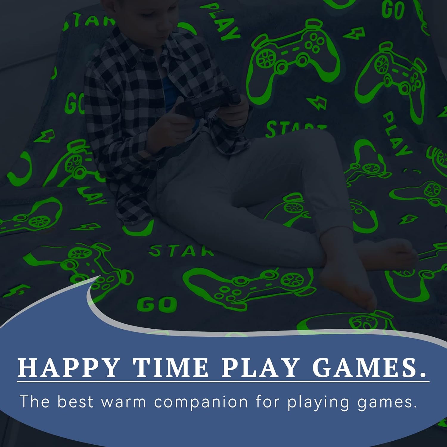 Gaming Blanket for Boys Teens Gamers, Gamer Gifts for Kids, Soft Cozy Flannel Video Game Throw Blanket for Bed Sofa Bedroom, Birthday Gifts for 6-12 Year Old Boys, Glow in The Dark, Gaming Room Decor - Image 6