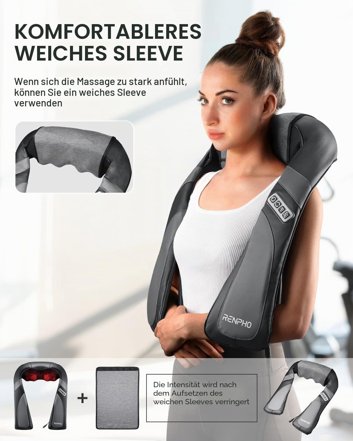 RENPHO Nackenmassagegerät mit Wärme, Massagegerät Nacken Schulter mit Tragetasche, Shiatsu Tiefengewebe-3D-Knetmassagegerät, Entspannung für Nacken, Rücken, Schulter, Beine, Füße