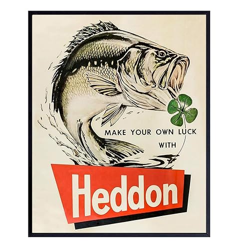 Bass Fishing Lure - Vintage Home Decor for Beach or Lake House, Living Room, Den, Man Cave, Garage, Bar - Perfect Gift for Large Mouth Bass