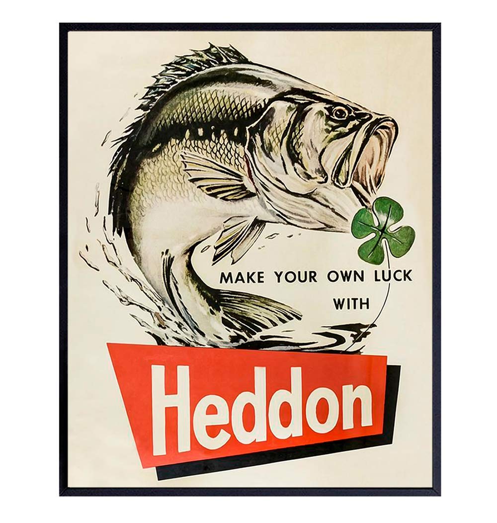 Bass Fishing Lure - Vintage Home Decor for Beach or Lake House, Living Room, Den, Man Cave, Garage, Bar - Perfect Gift for Large Mouth Bass