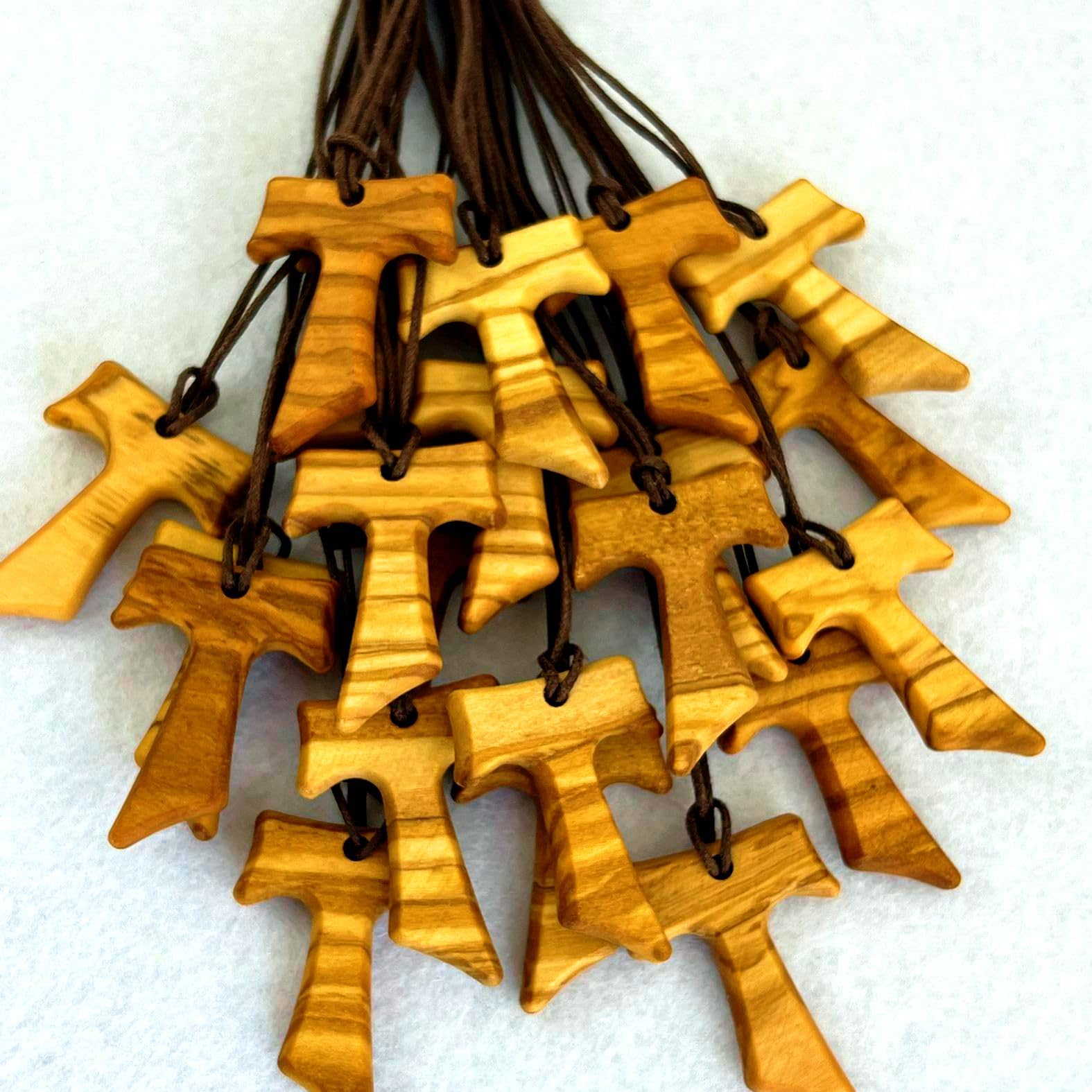 Regalami.shop Tau in olivo, set da 20 pezzi, Croce di San Francesco d' Assisi, Prodotti in Umbria (20, marrone)