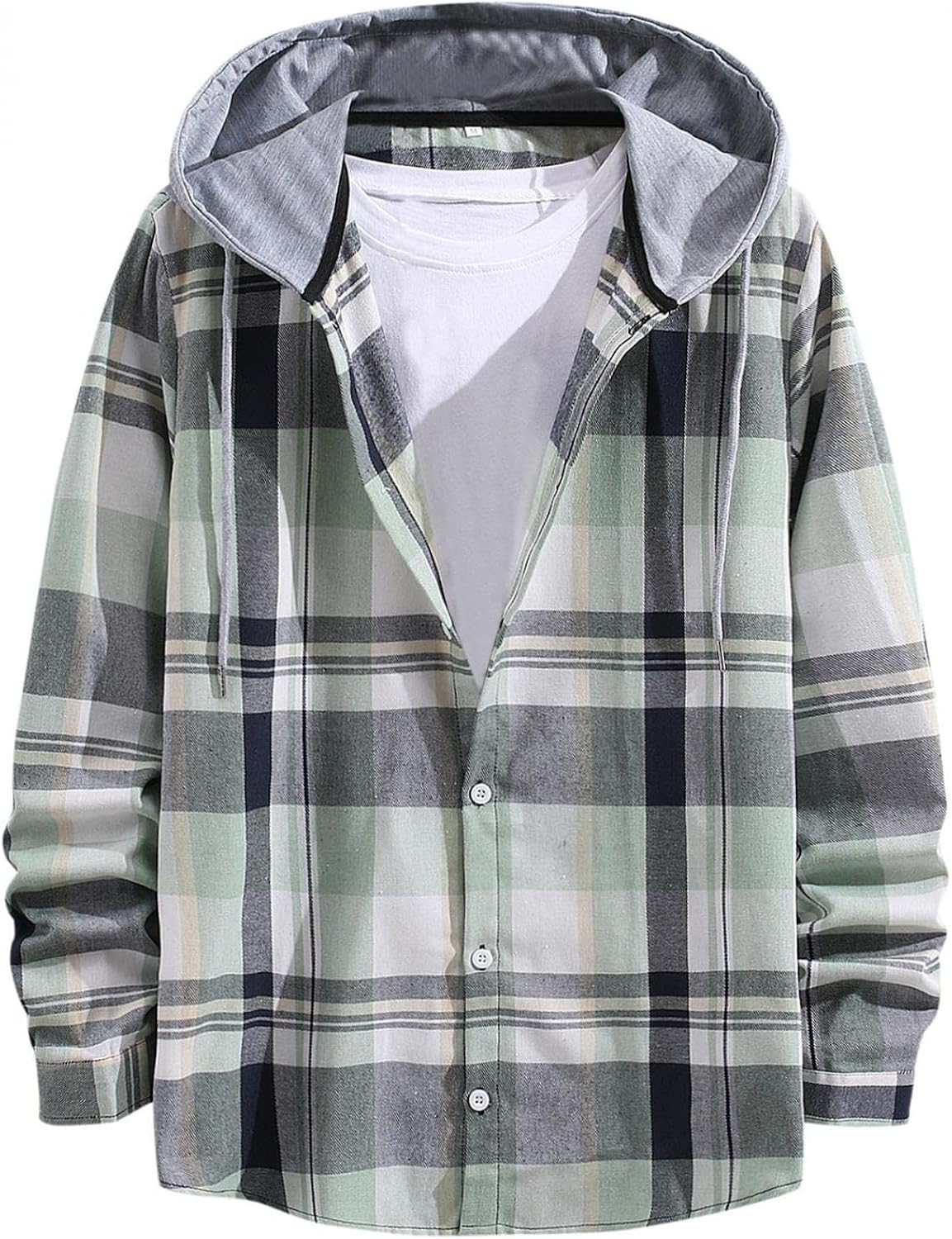 Mens Fashion Hoodies Long Sleeve Button Up Plaid Jackets Lightweight Fall Winter Camping Fishing Shirts : Sports & Outdoors