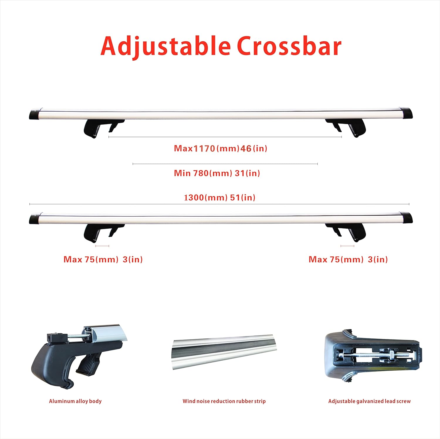 Buy SUV Roof Universal Rack Crossbar, 52, Locked, Noise Reduction