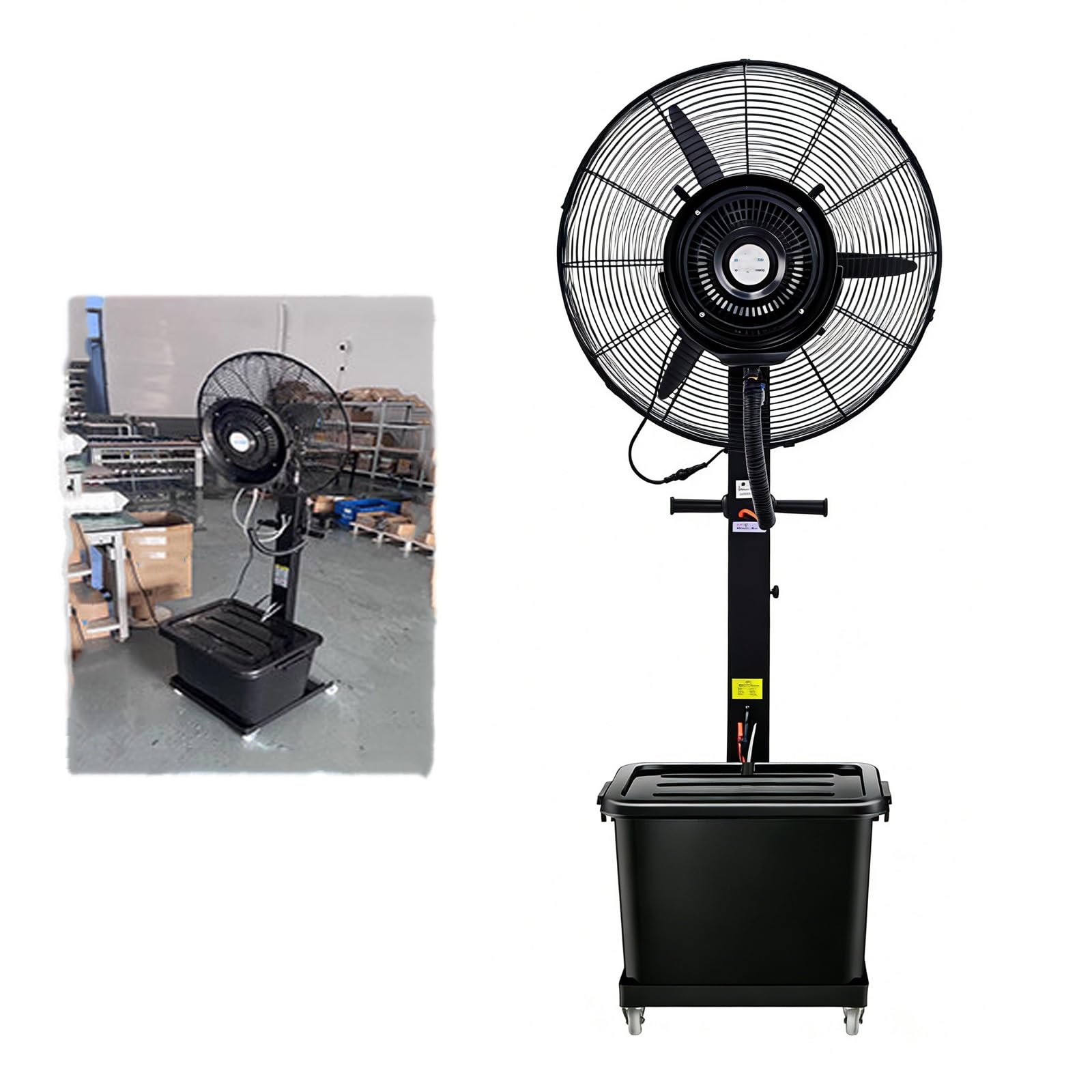 Ventilador de suelo oscilante portátil con nebulizador, 3 velocidades y depósito de agua de 42 L, ideal para patios, terrazas y más.(29.5in/750mm)