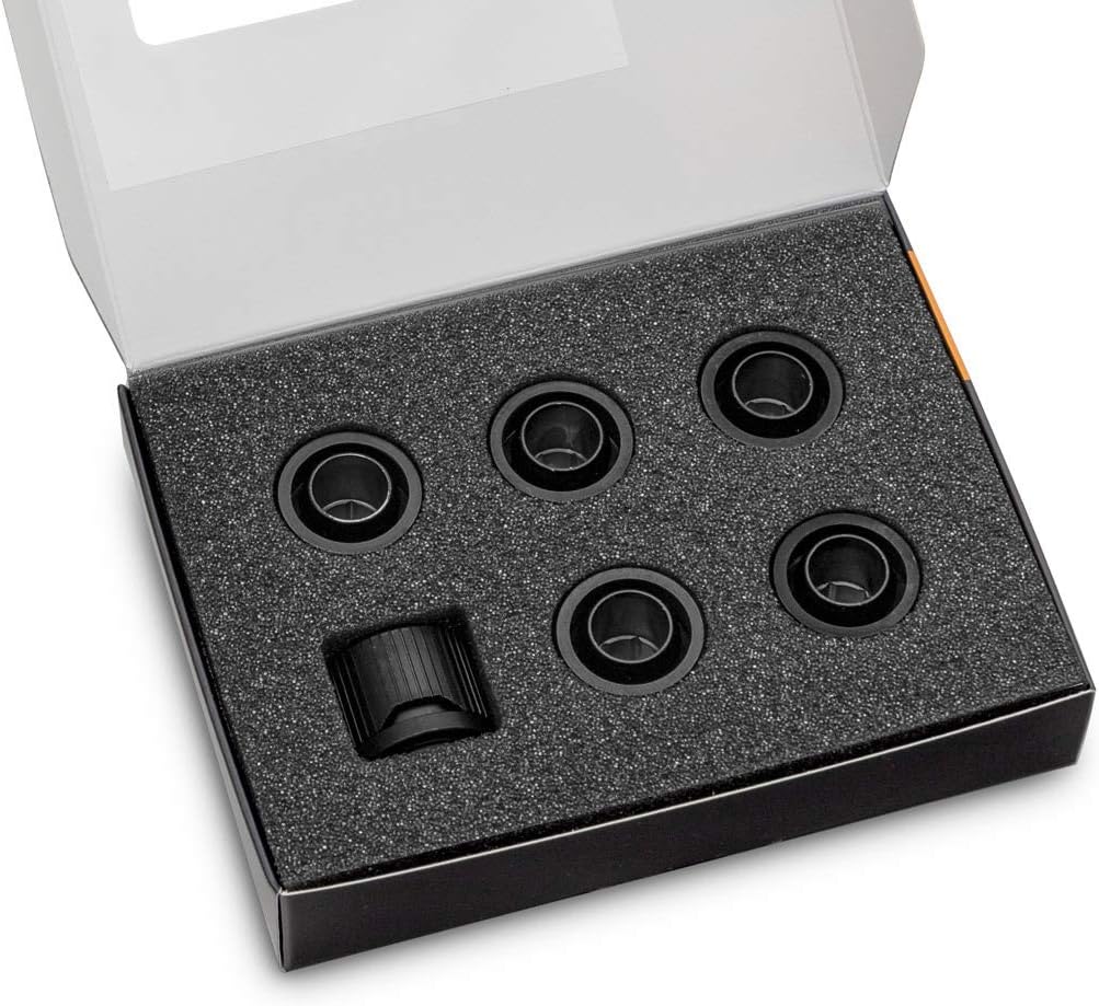 EKWB EK-Quantum Torque STC-10/16 Compression Fitting for Soft Tubing, 10/16mm (3/8" ID, 5/8" OD), Black, 12-Pack