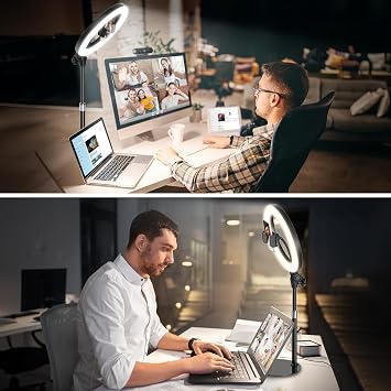 Upgrade Ring Light with Tripod Stand & Phone Holder Desk, Evershop 10.5 Ringlight Laptop Video Conference Calls Streaming Circle Halo Light CRI>95 for Makeup, Zoom, Filming, Webcam, Youtube, Tiktok