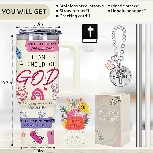 Miniatura 7 de Vaso de 40 onzas con asa, tapa a prueba de derrames, popote y posavasos de silicona, taza aislada de doble pared de acero inoxidable, taza de café