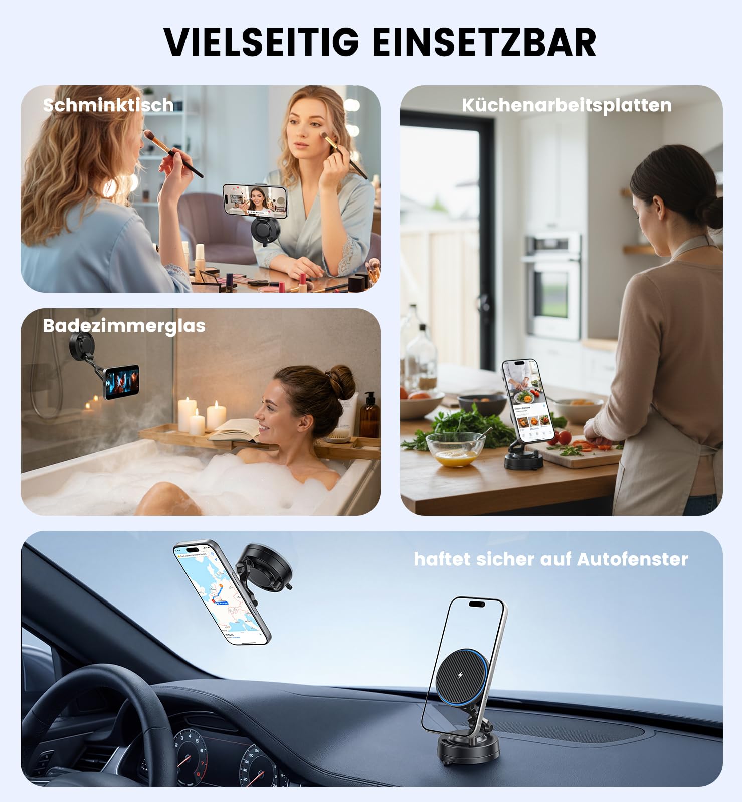 OANDYS für Magsafe Autohalterung 15W Handyhalterung Auto mit ladefunktion,magnetische Autohalterung stärkste Vakuum Saugnapf,stärkster Magnet,360°Drehbar Kfz für iPhone 17–12 Pro Max Plus Air Serie