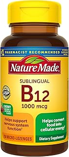 Nature Made Sublingual Vitamin B12 1000 mcg, Dietary Supplement for Energy Metabolism Support, 150 Micro-Lozenges, 150 Day...