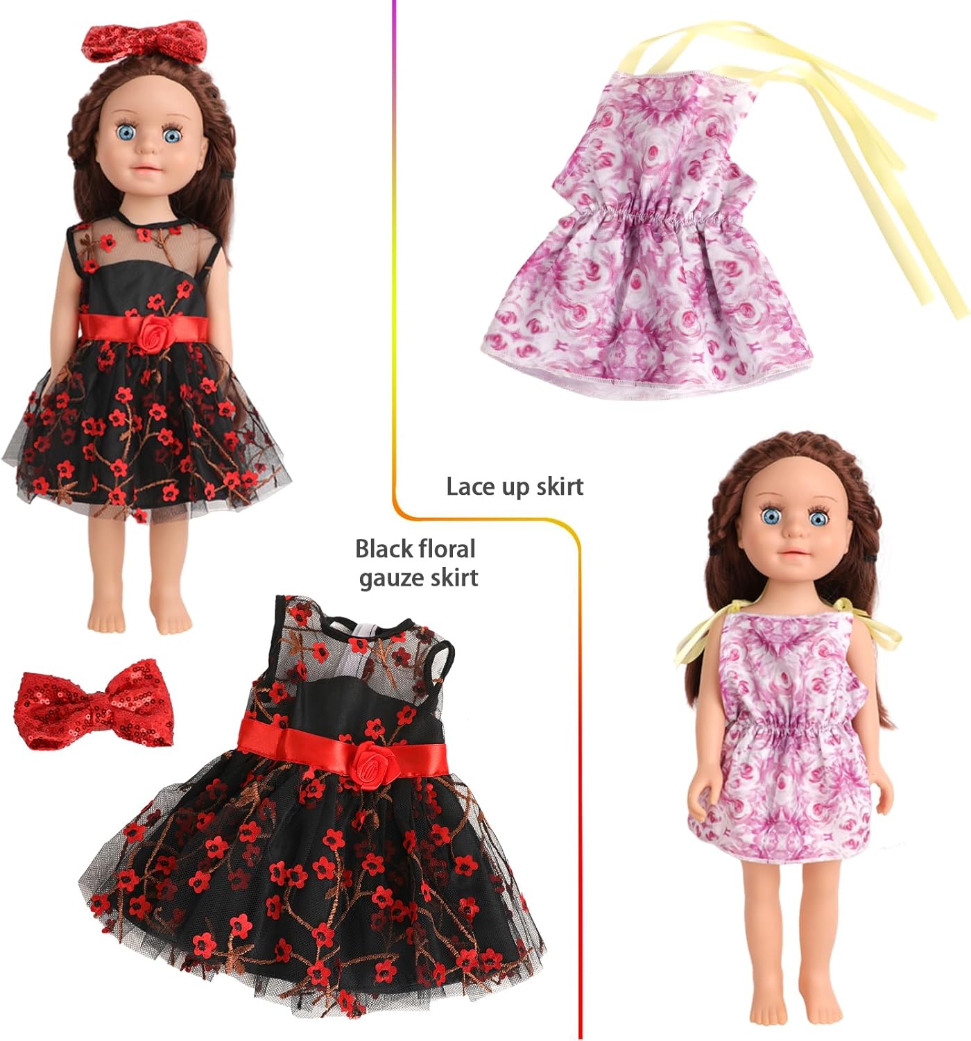 10 Sets of 18 Inch American Doll Clothes, Including 10 of Doll Clothing Dress Outfits for American Dolls, Birthday Gifts for Kids