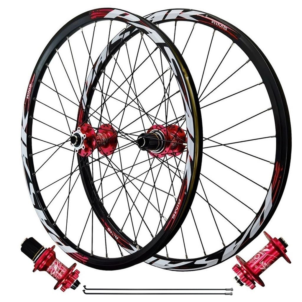 LPYDWZ Mountain Bike Wheelset 26 Inch 27.5" 29 er Disc Brake 4 Sealed Bearing Mountain Cycling Front Rear Wheel Rim 32H For 7-11 Speed Cassette(RED THRU AXLE,29 INCH)