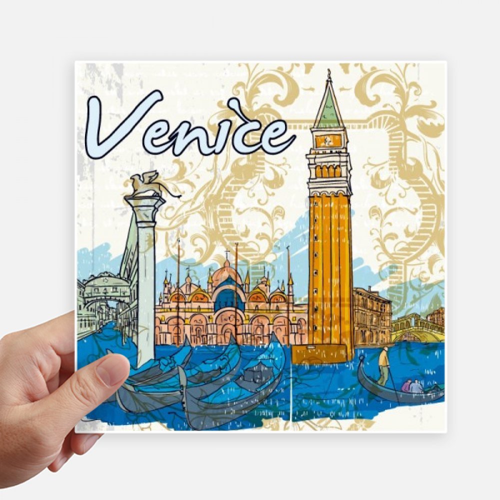 Autocollant Venise Italie 4 pièces sticker mural carré multicolore 20cm
