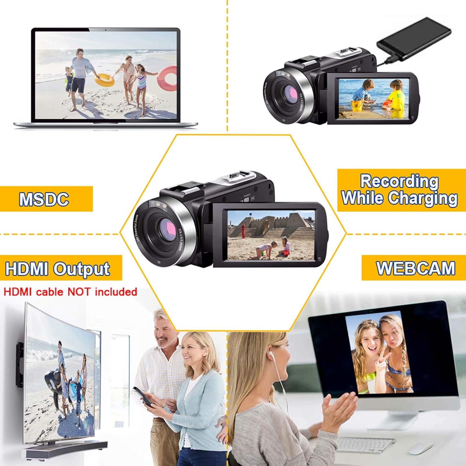 Video Camera Camcorder Full HD 1080P 30FPS 24.0 MP IR Night Vision Vlogging Camera Recorder 3.0 Inch IPS Screen 16X Zoom Camcorders Camera Remote Control with 2 Batteries : Electronics