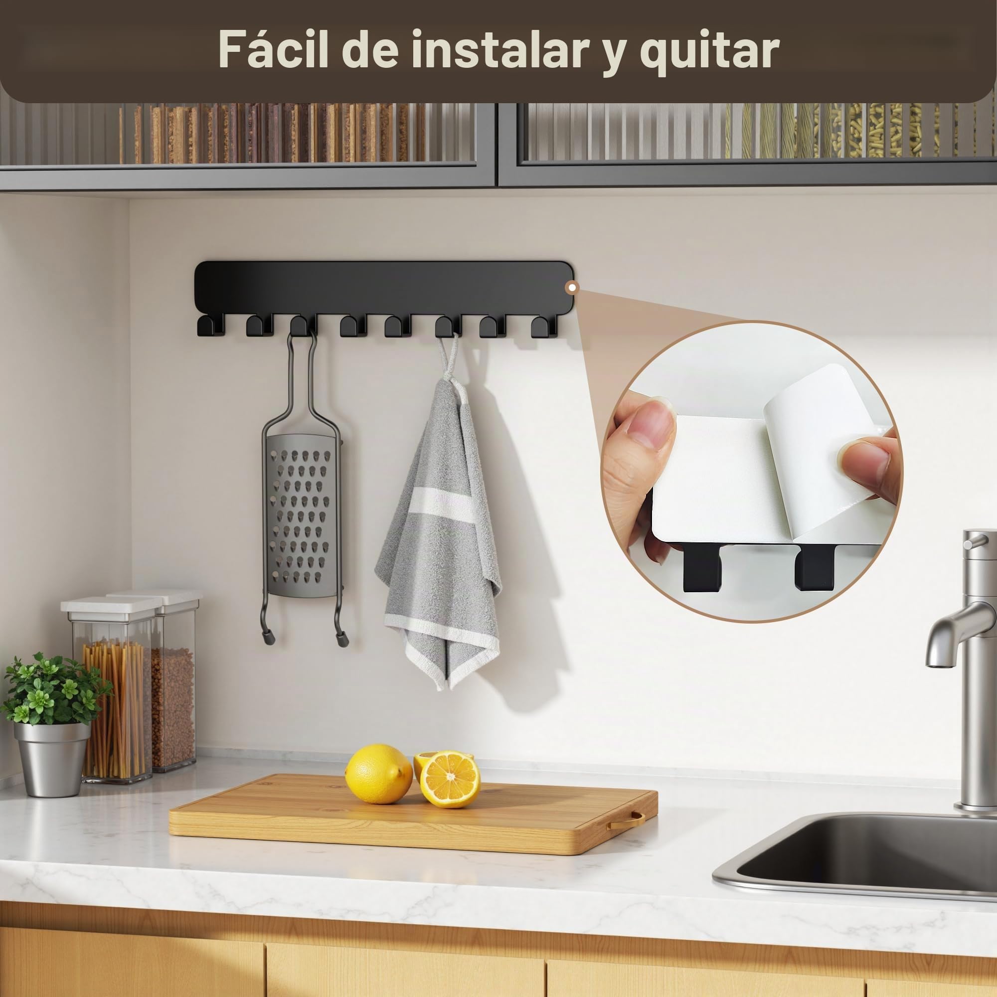 pickpiff Ganchos para llaves de pared, porta llaves autoadhesivo sin taladro para pegar en la pared, Negro 1 Pack