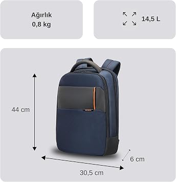 Samsonite 16N-01-004 Qibyte Notebook Sırt Çantası, 14.1, Mavi