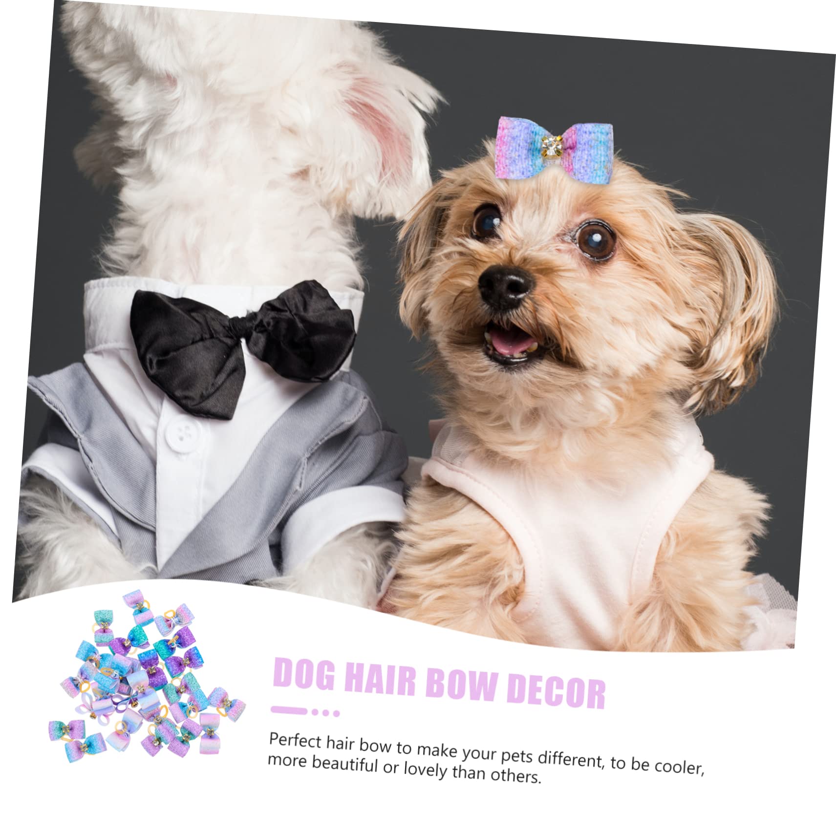 Toddmomy 100 Piezas Flor de Cabeza de Mascota Banda de Pelo de Anillo de Pelo con Lazo para Mascotas Perros Accesorios decoración para Mascotas Lazo de Goma para Arcos de