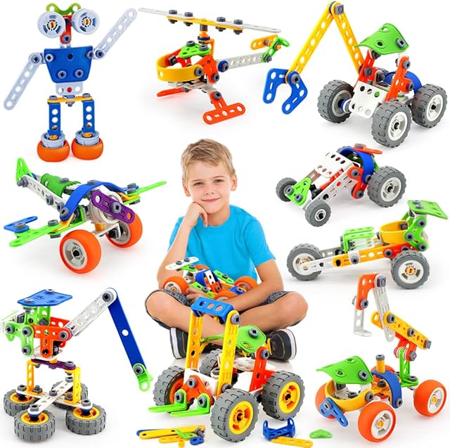 INSOON Building Toys 10 in 1 STEM Toys for Kids 167 Pcs Engineering Blocks Kit Educational Construction Toy Creative Learning Set for Boys and Girls Age5 6 7 8+ Best Gift for Kids