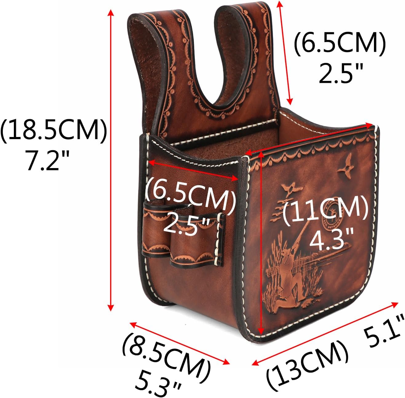 TOURBON Leather Shotgun Shell Pouch Waist Ammo Bag Cartridge Holder for Shooting Skeet and Trap - Image 3