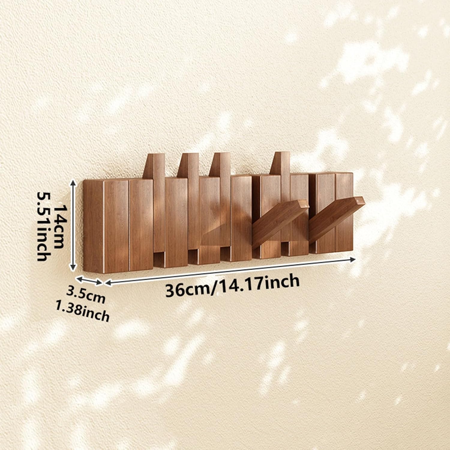 Wooden Wall Hooks Coat Rack, Piano Key Design Wall Mounted Hanger, Magnetic Retractable Organizer Multiple for Entryway Bedroom Bathroom Towel Hat Bag Key(6hooks)