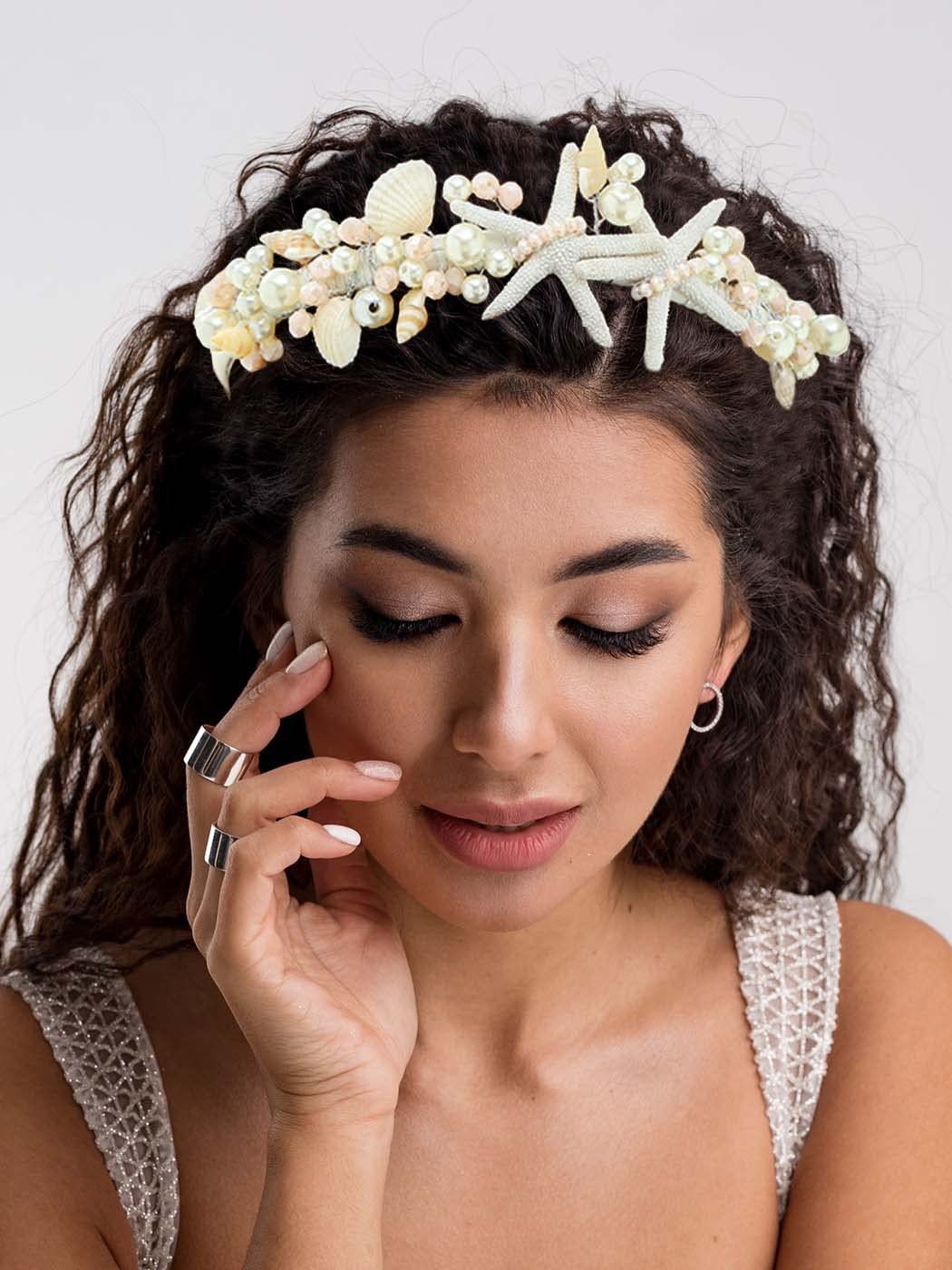 Unicra Sea Shell Headband Mermaid headpiece Silver Starfish Beach Wedding Hair Accessories for Women and Girls - Image 9
