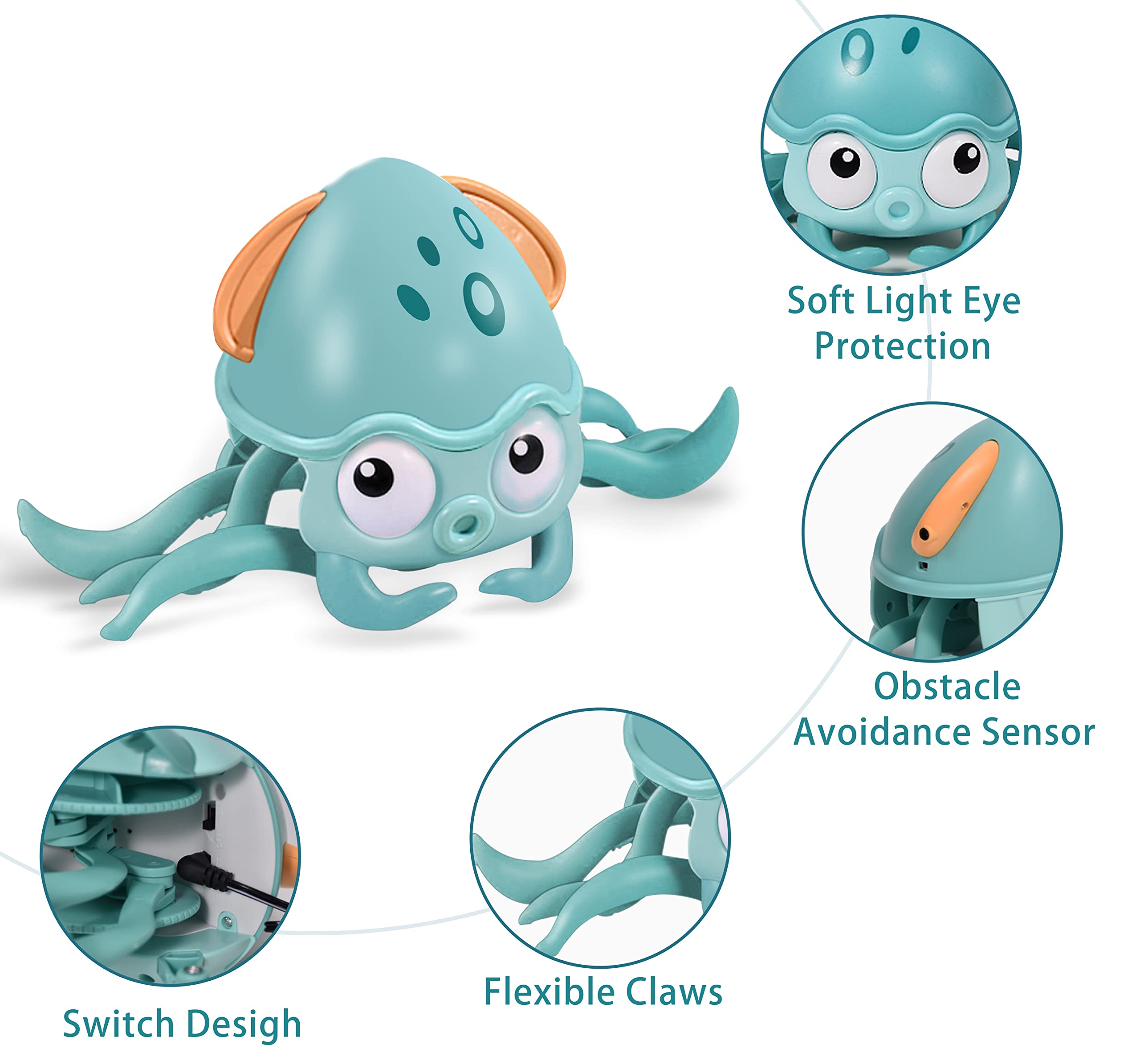 Amazon.co.jp: QINGBAO 這うタコの赤ちゃんのおもちゃ ライトと