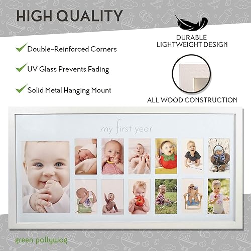 Miniatura 7 de Green Pollywog Marco de fotos para el primer año del bebé marco de collage para bebé en color blanco marco de fotos de 12 meses marco de fotos para