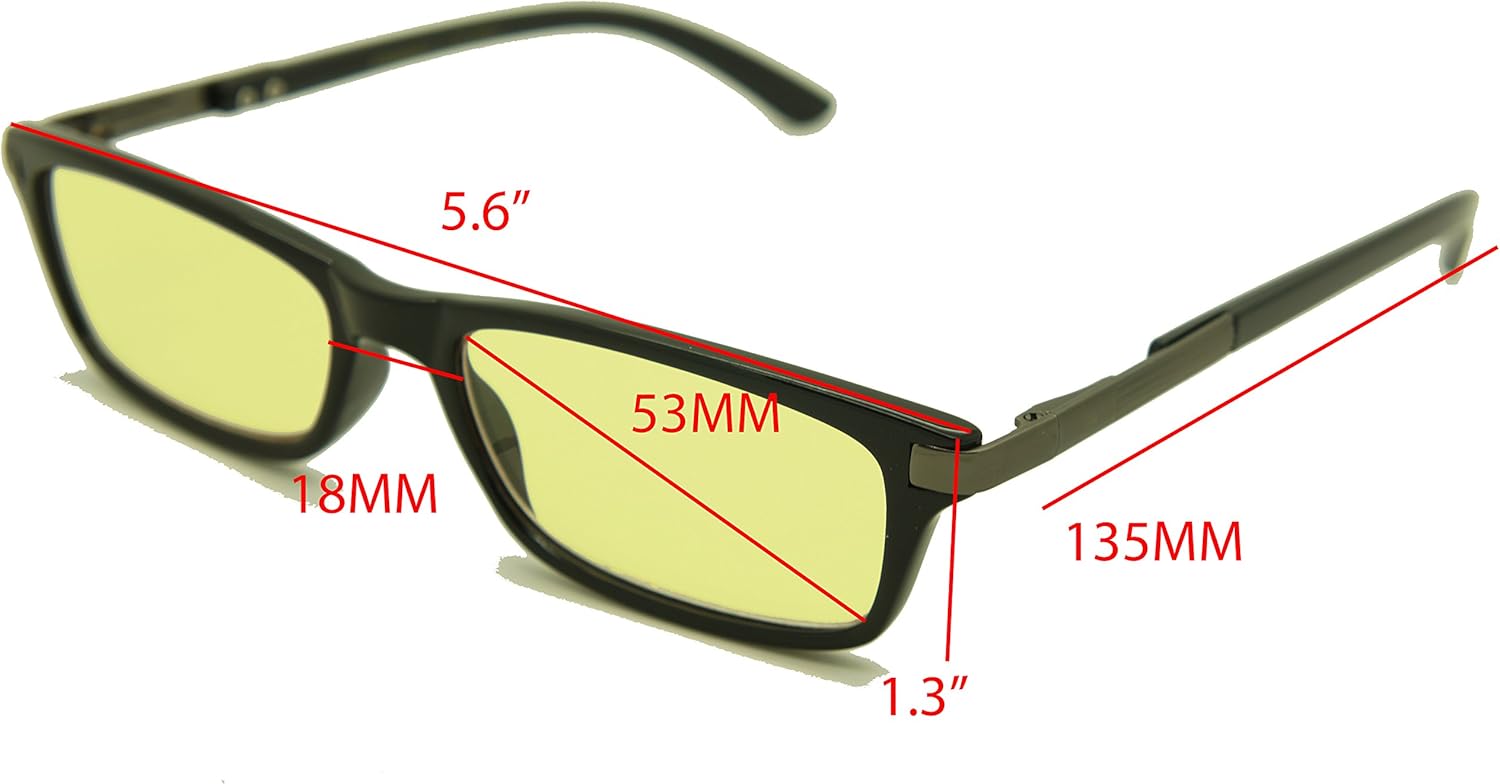 ColorViper basic square computer Amber tinted lenses reader Unisex spring temple Reading Glasses many sizes (small size shiny black color/light amber computer lens, 1.25)