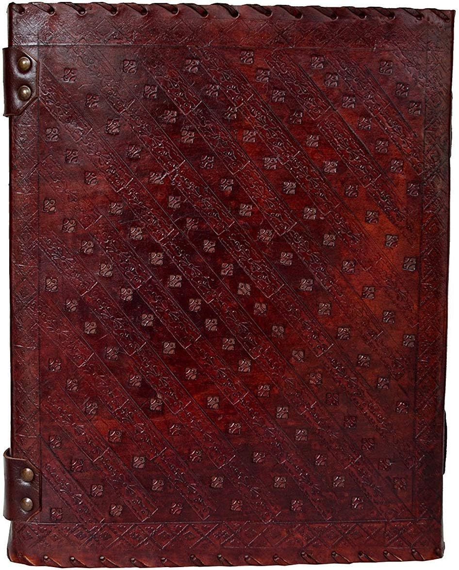 Leather Journal Book Seven Chakra Medieval Stone Embossed Handmade Book of Shadows Notebook Office Diary College Book Poetry Book Sketch Book 13 inches (Dark Brown)