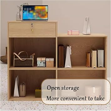 Checkout Counter with Drawers,Reception Desk Retail Counter Modern with Cable Grommet,for Salon Reception Room Checkout Office,(B-2,39.3x17.7x37.4in)