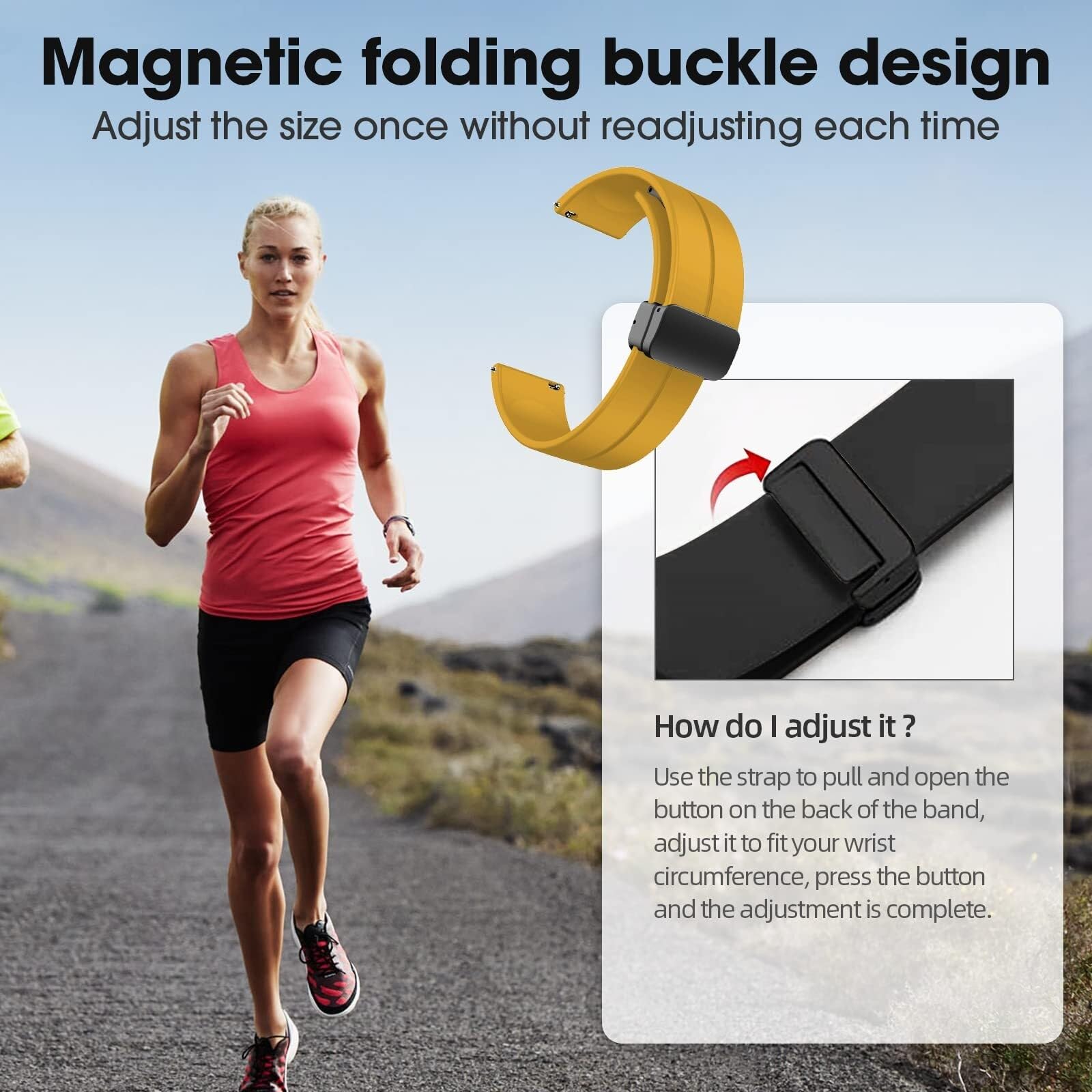 SCHIK Cinturini in silicone da 20 mm 22 mm, cinturini per orologi sportivi a sgancio rapido con fibbia pieghevole magnetica per uomo donna
