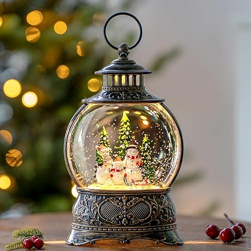 Miniatura 136 de Linterna de agua con globos de nieve de Navidad con cardenal, música y temporizador de 6 horas, con forro USB/funciona con pilas, faroles iluminados
