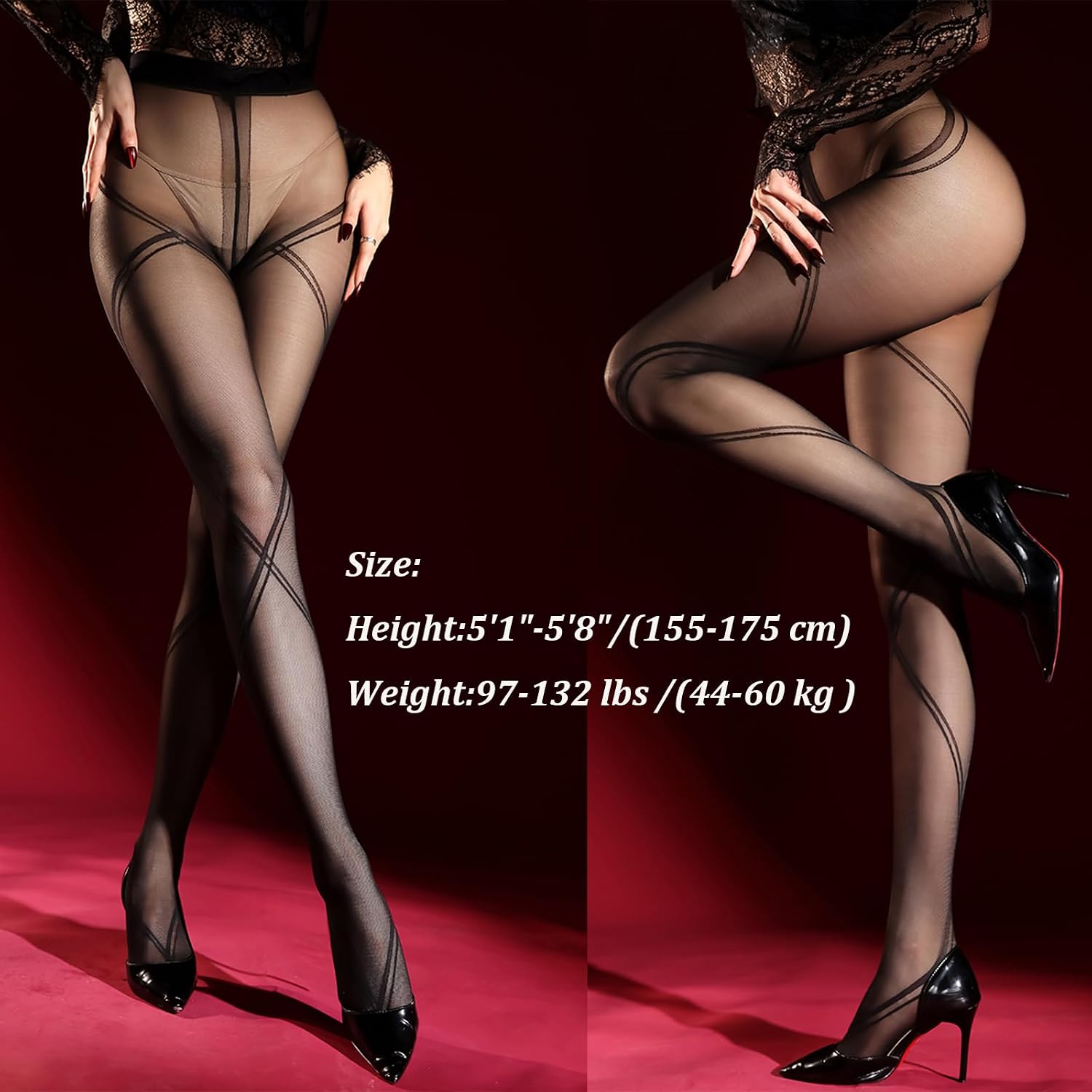 Women's Sheer Tights Pantyhose Stockings Crisscross Straps Patterns High Waist Pantyhose