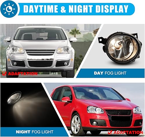 Miniatura 7 de CPW Conjunto de luces antiniebla OEM para Volkswagen GTI 2006-2009, luces antiniebla de conducción para conductor y pasajero, para Volkswagen Jetta